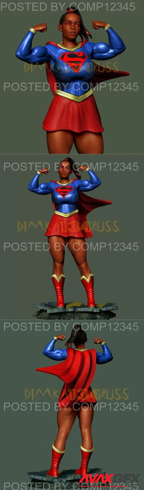 Supergirl Black 3D Print