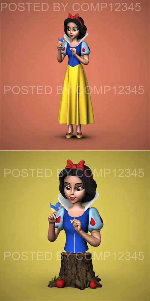 Snow White and Bust 3D Print