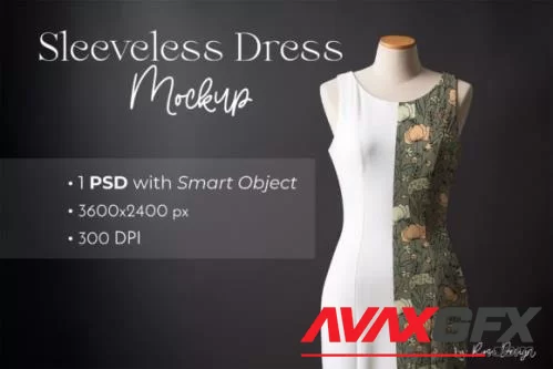 Elegant Midi Sleeveless Dress on Female Mannequin Mockup PSD  - 2621593