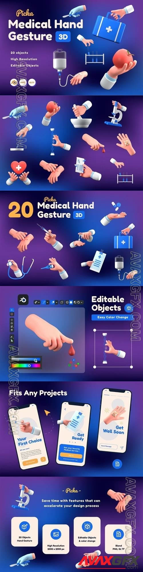 Medical Hand Gesture 3D JQENAN7