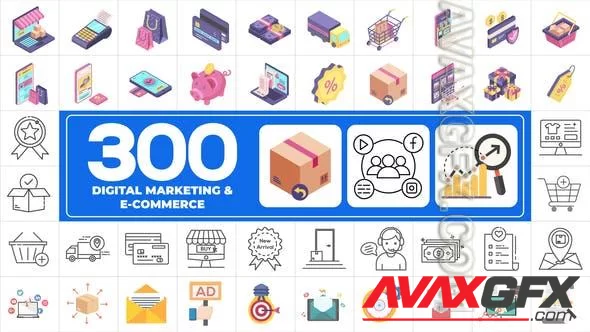 300 Icons Pack - Digital Marketing 46335430 [Videohive]