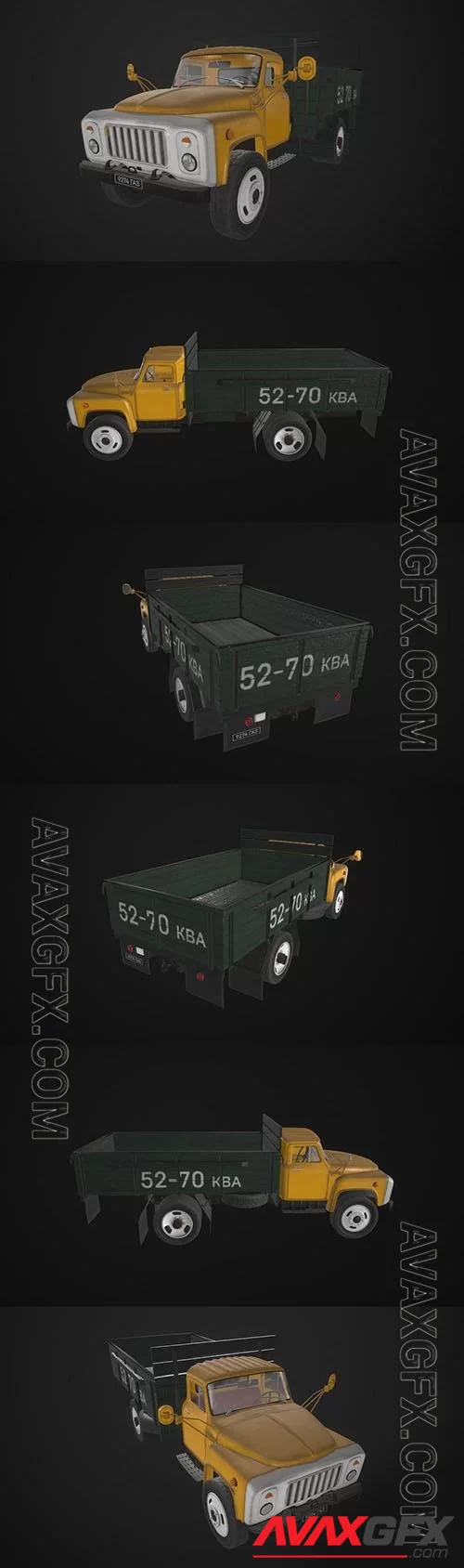 Old Truck HAZ-52 - 3d model