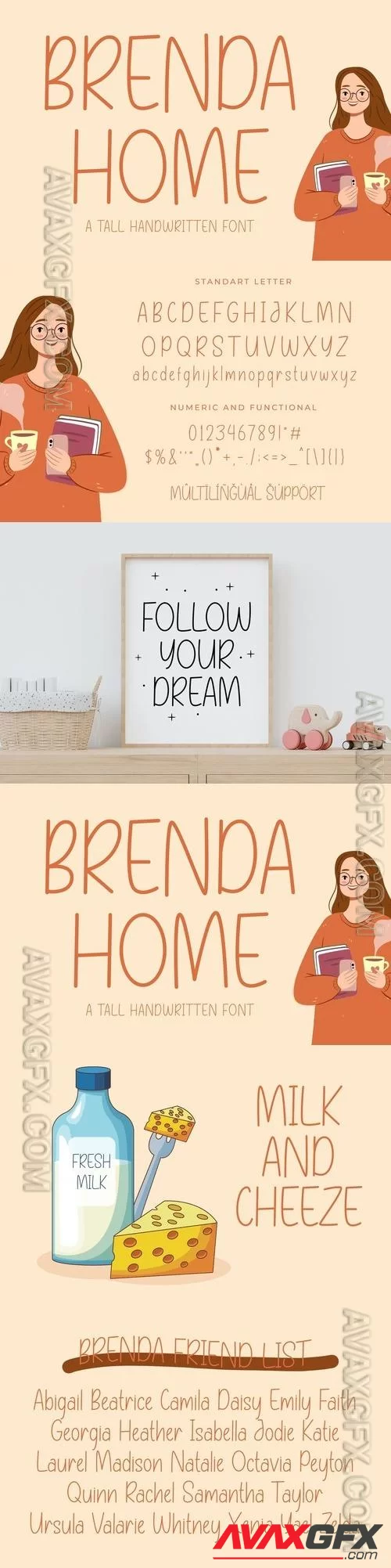 Brenda Home A Tall Handwritten font