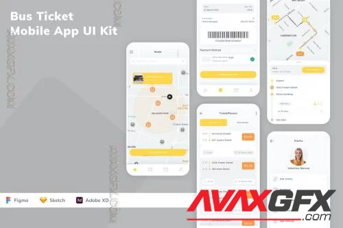 Bus Ticket Mobile App UI Kit SLD7LH2