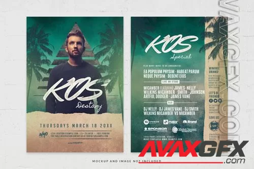 Green theme dj event nightclub flyer template in psd