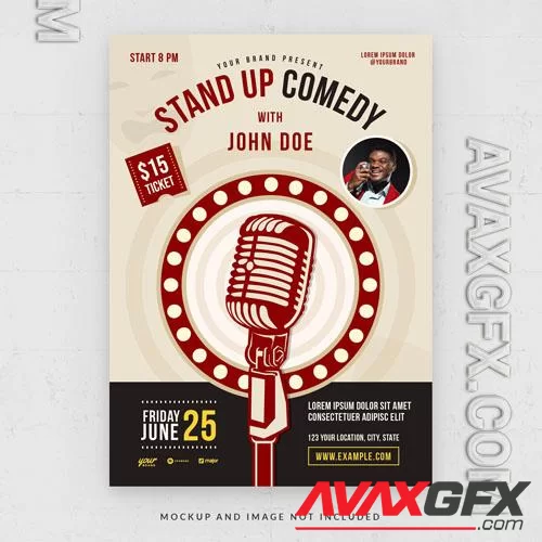 Stand up comedy night flyer template in psd