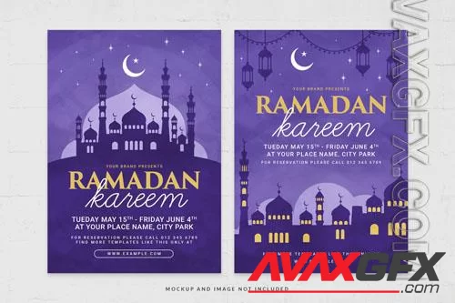 Purple theme ramadan nights flyer template in psd