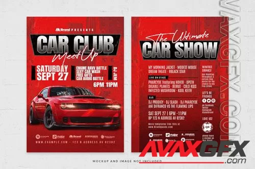 Red car club flyer template in psd