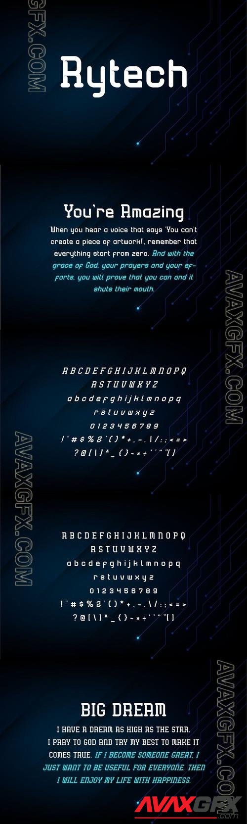 Rytech - Technology Digital Display Font