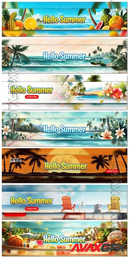 Hello summer psd banner template