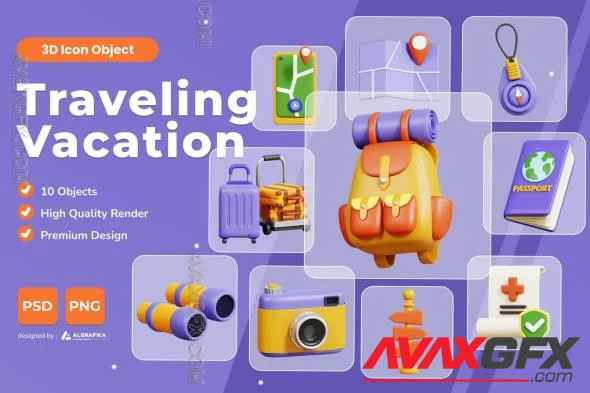 Travelling Vacation 3D Icon TL5Y7TY