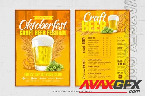 Oktoberfest drinks menu flyer template in psd