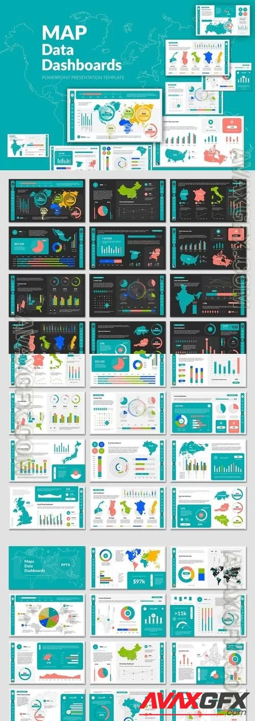 Map Data Dashboards PowerPoint Template