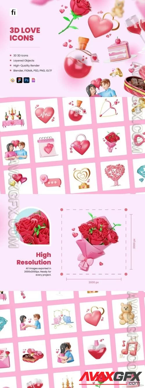 3D Love Icons MJFGB22