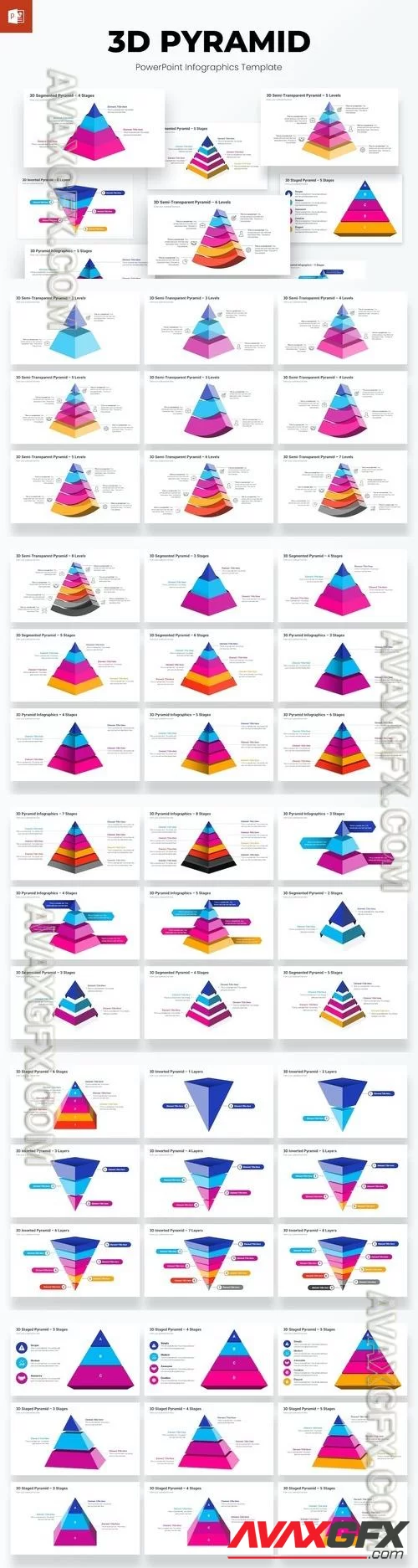 3D Pyramid Infographics PowerPoint Template