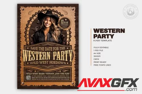 Western Party Flyer Template - 21334815