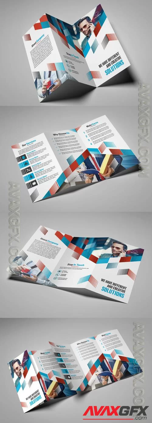 Trifold Brochure Layout with Line Pattern Element 210224984 [Adobestock]