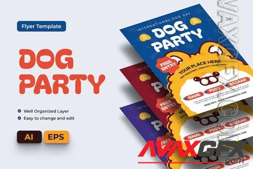 Dog Party Flyer Ai & EPS Template - TZF89LU