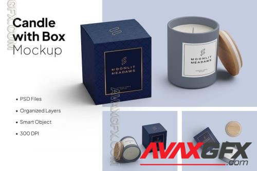 Candle with Box Mockup