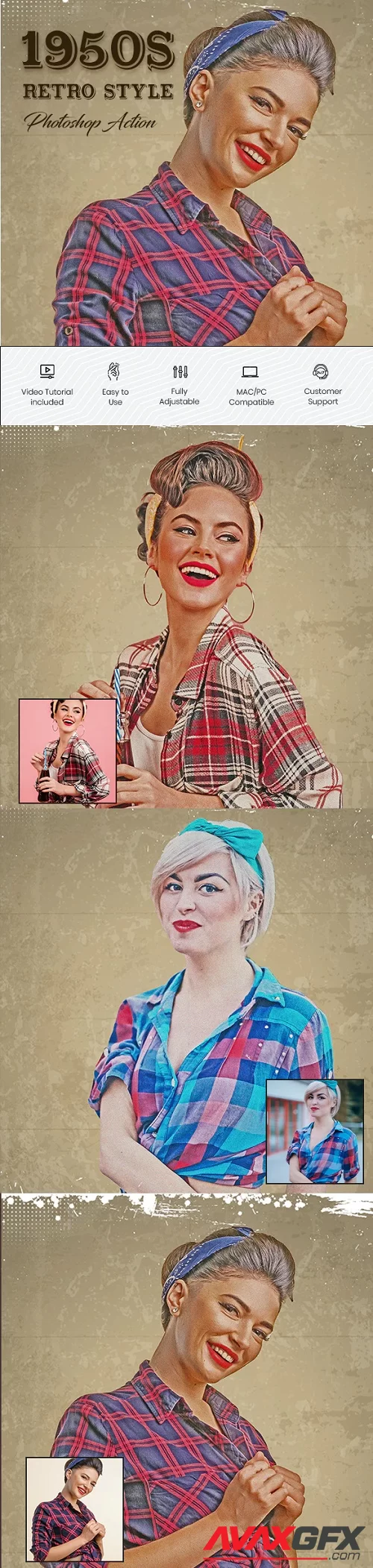 1950s Old Retro Style Photoshop Action - 44703875