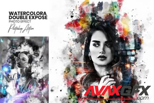Watercolor Double Expose Painting - 13473945