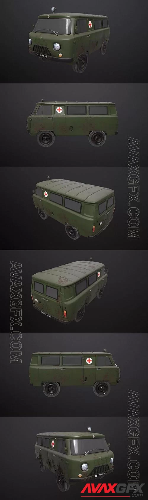 Old UAZ 452 2206 sanitary - 3d model