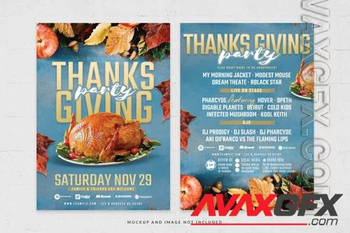 Thanksgiving party restuarant flyer template in psd