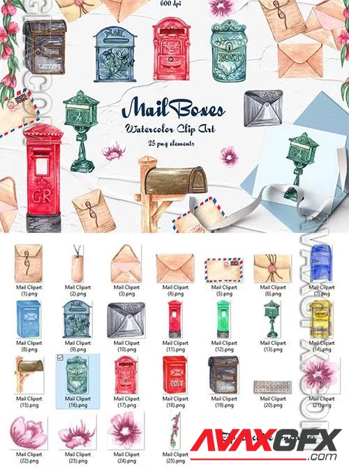 Mailbox Watercolor Clipart [PNG]