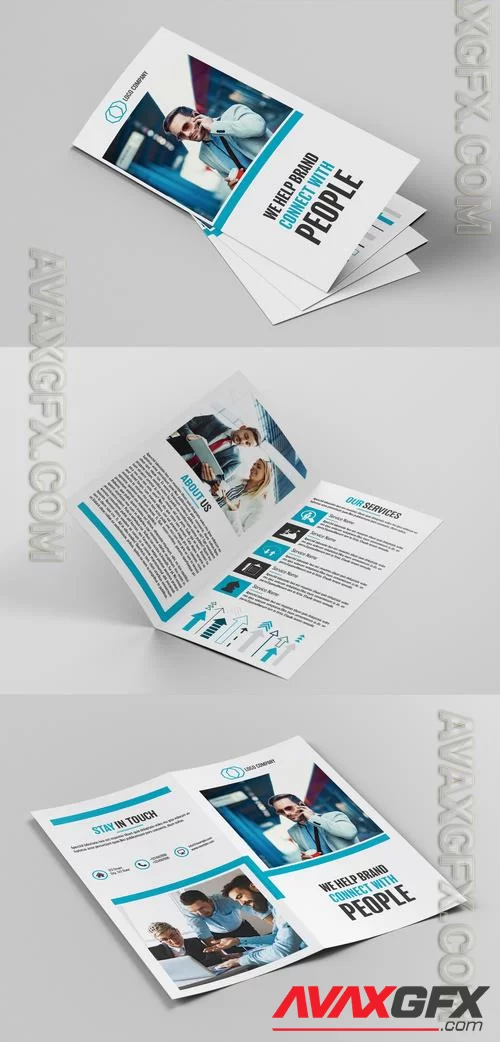 DL Brochure Layout with Blue Accents 208807285 [Adobestock]