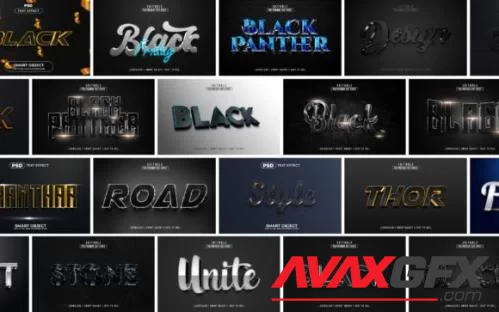 Black Metallic 3D Text Effect Style - 13408782