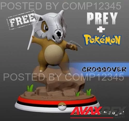 Cubone Prey Crossover Pokemon 3D Print