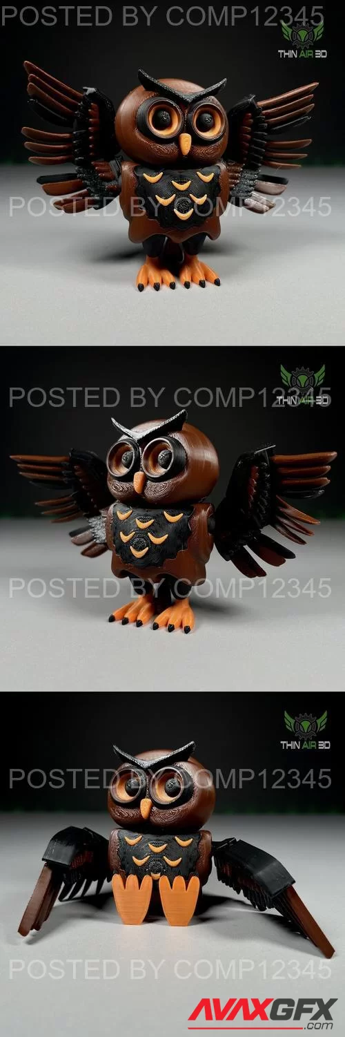 Owlbert the Articulating Fidget Owl 3D Print