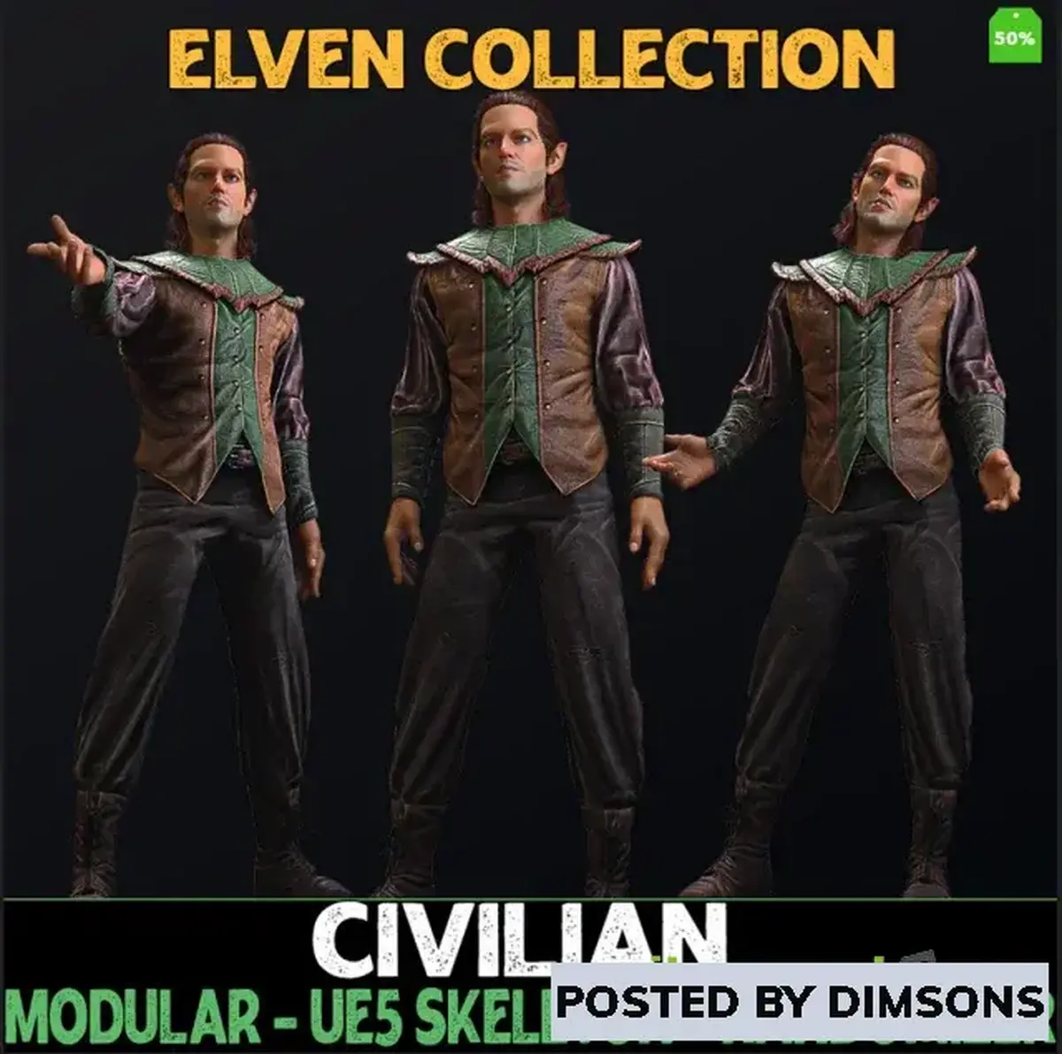 Unreal Engine Characters Civilian - Male Elf - Fantasy Elves Collection