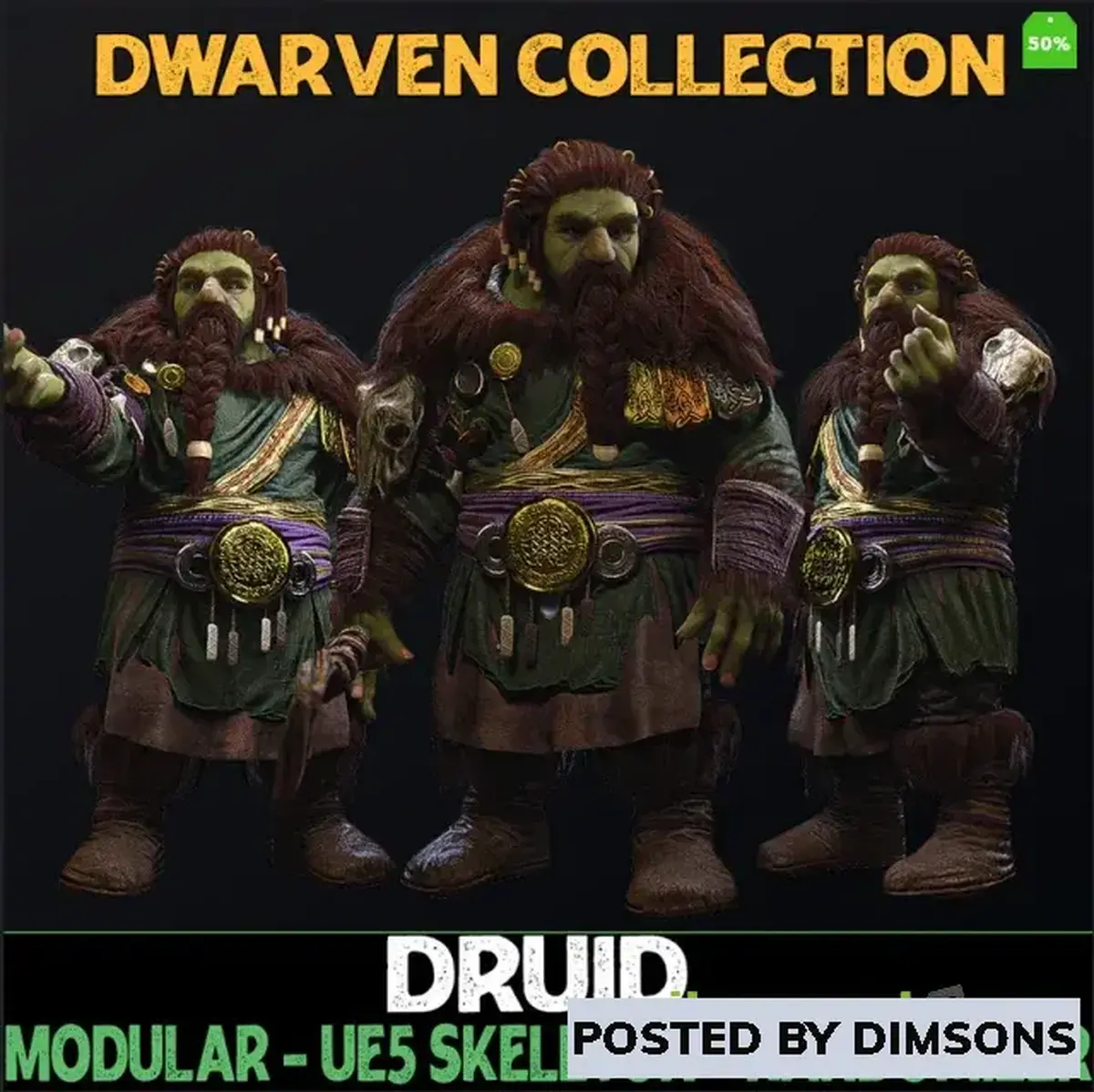 Unreal Engine Characters Druid - Male Dwarfs - Fantasy Dwarf Collection v5.1