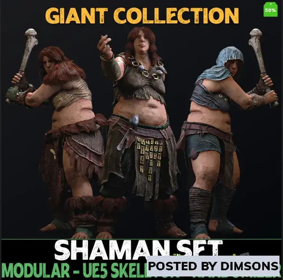 Unreal Engine Characters Fantasy Giant's - Modular Female with Randomization v5.1