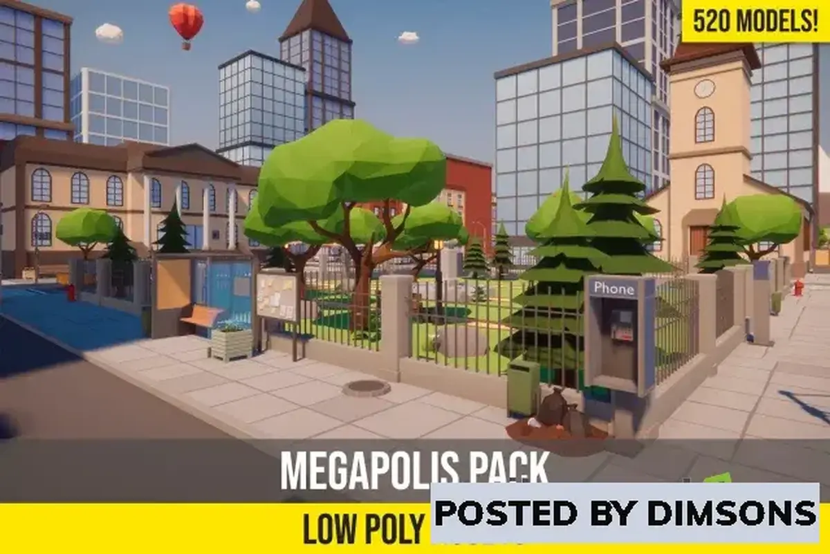 Unity 3D-Models Low Poly Megapolis v1.06