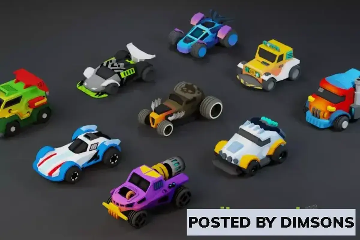 Unity 3D-Models Low Poly Tiny Cartoon Racing Cars Asset Pack v1.0