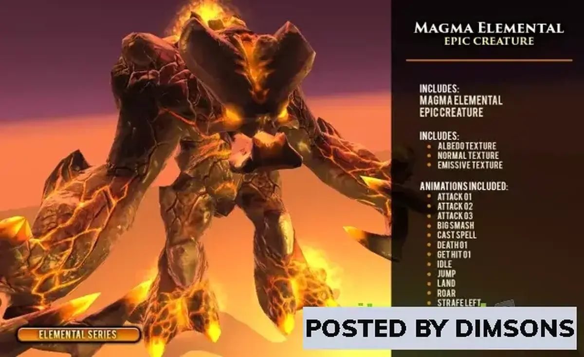 Unity 3D-Models Magma Elemental Epic Creature v1.0