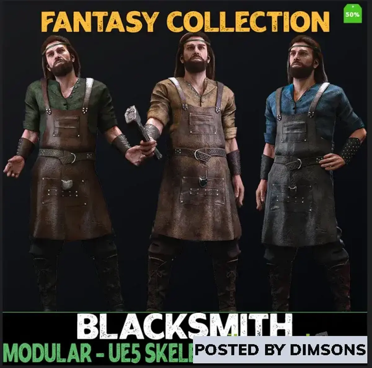 Unreal Engine Characters Modular Blacksmith - Male Humans - Fantasy Collection v5.1