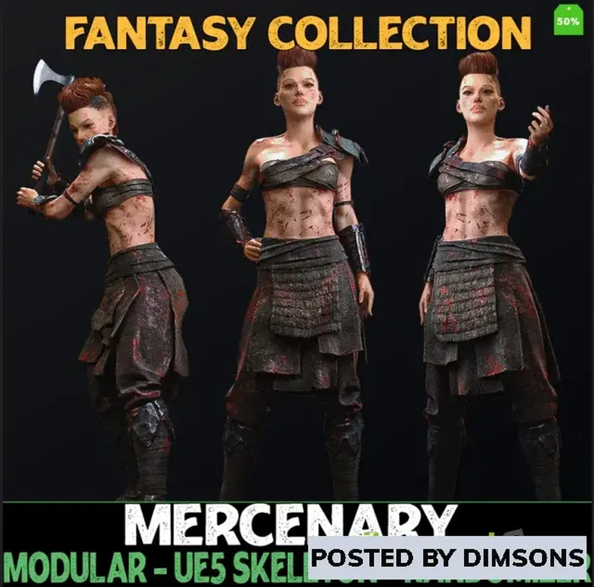 Unreal Engine Characters Modular Mercenary - Female Humans - Fantasy Collection v5.01