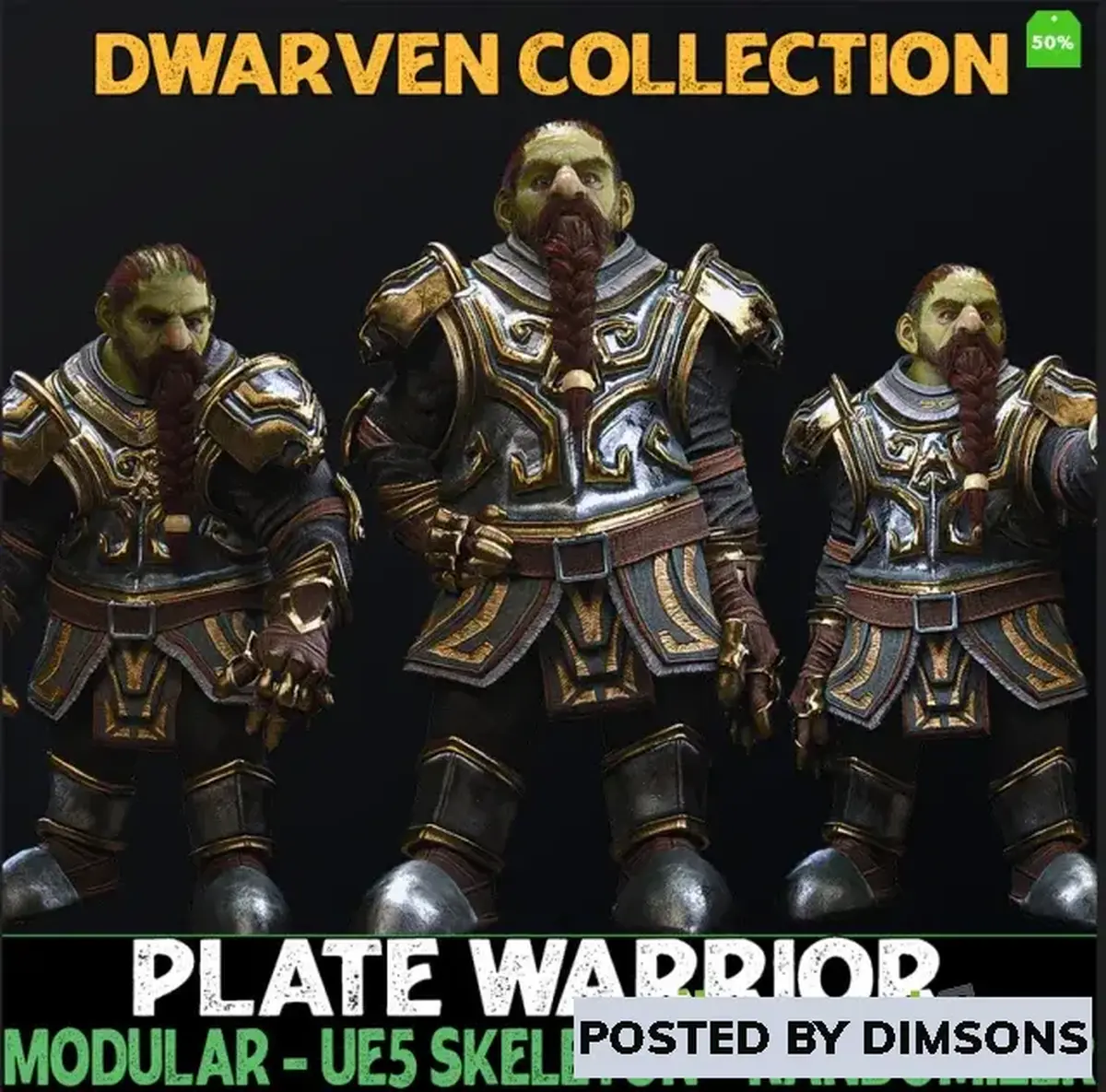 Unreal Engine Characters Plate Warrior - Male Dwarfs - Fantasy Dwarf Collection v5.1