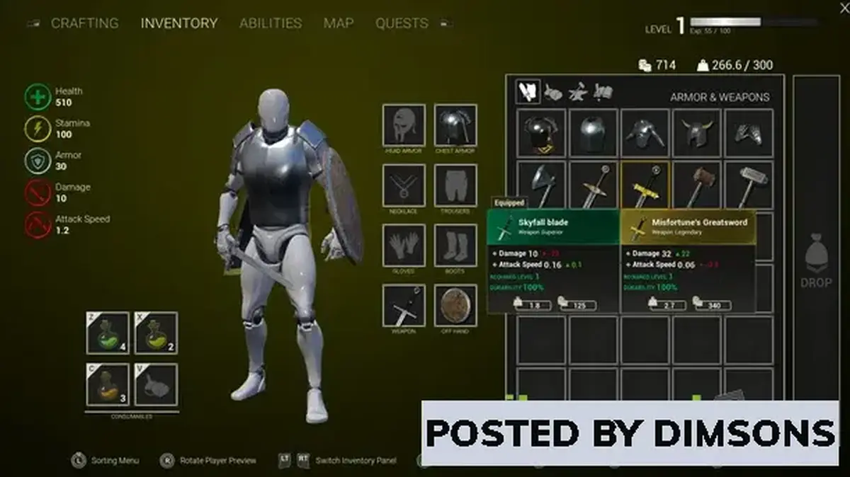 Unreal Engine Blueprints RPG Inventory and Interaction System v1.9 (5.1)