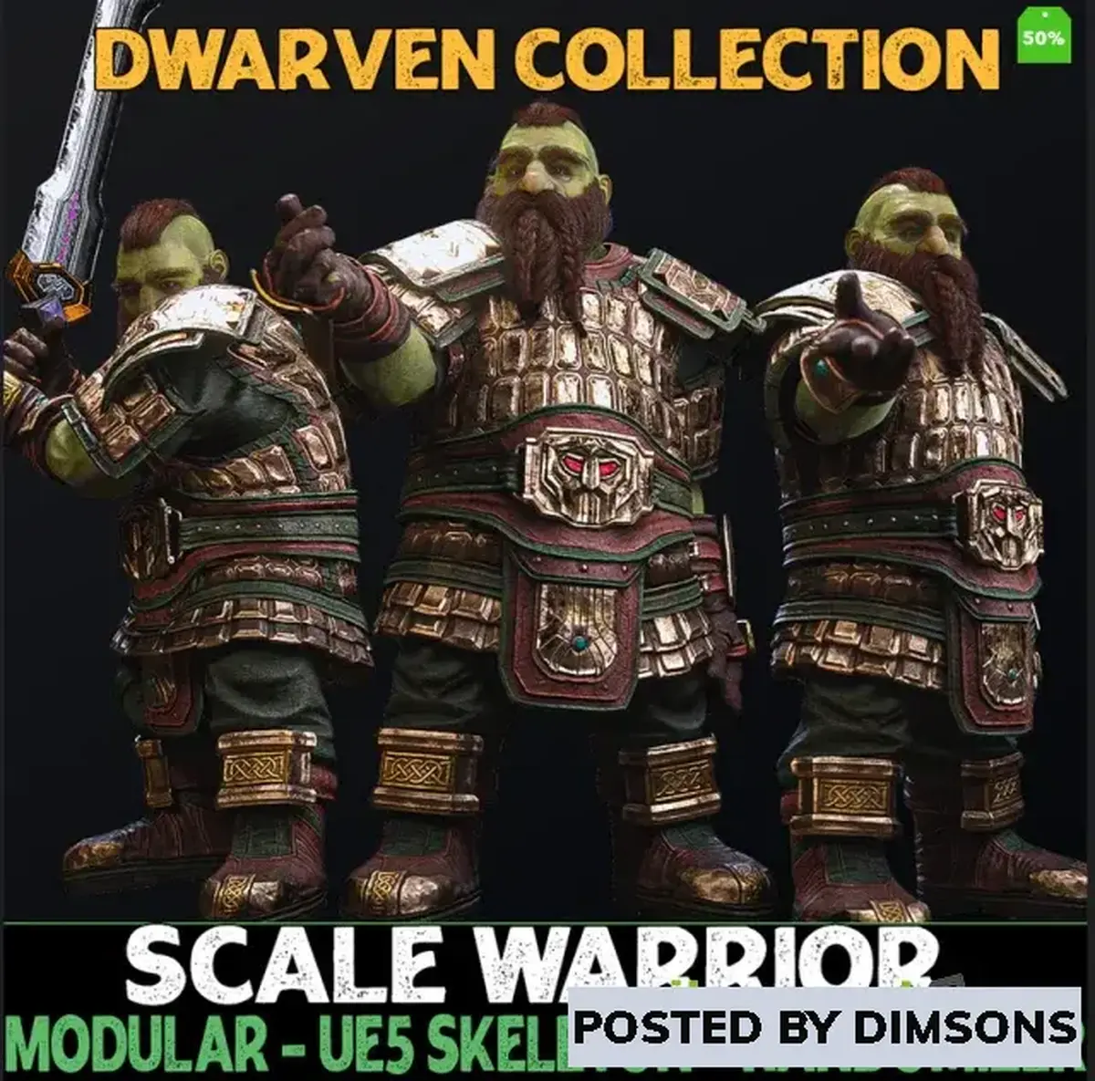 Unreal Engine Characters Scaled Warrior - Male Dwarfs - Fantasy Dwarf Collection v5.1
