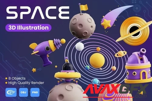 Space 3D Illustrations 8X87JUL PNG