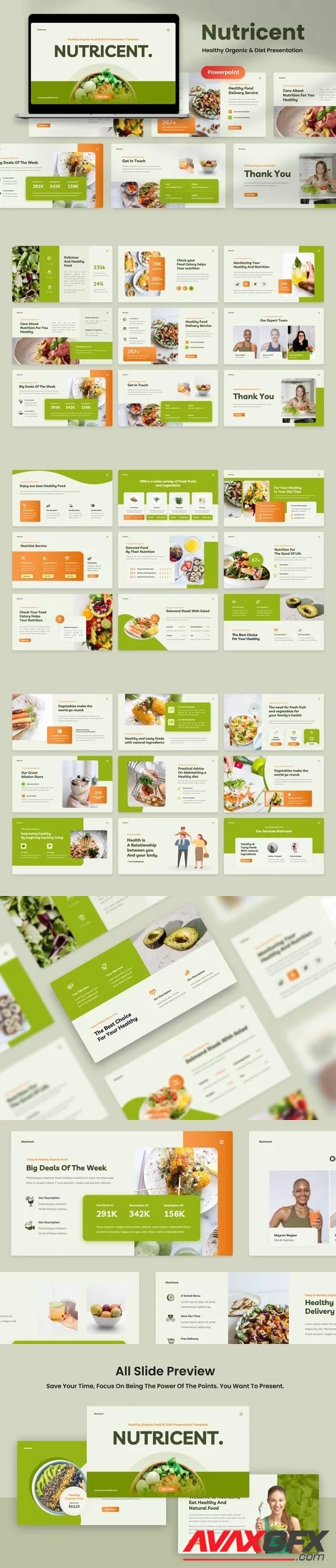 Nutricent - Healthy Organic Food Diet PowerPoint, Keynote and Google Slides [PPTX]