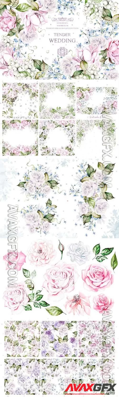 Watercolor Wedding Tender Flowers