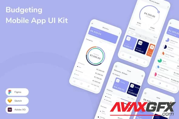 Budgeting Mobile App UI Kit FT9BKDF