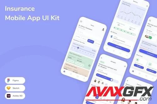 Insurance Mobile App UI Kit U3HSPMS [FIGMA]
