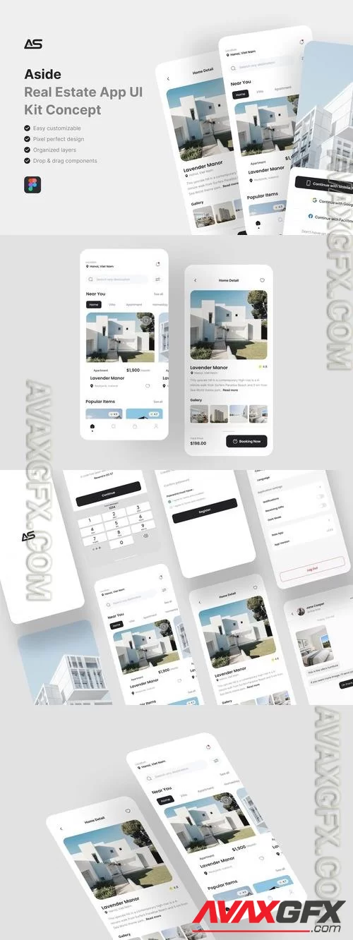 Aside - Real Estate App UI Kit Q9X62UV