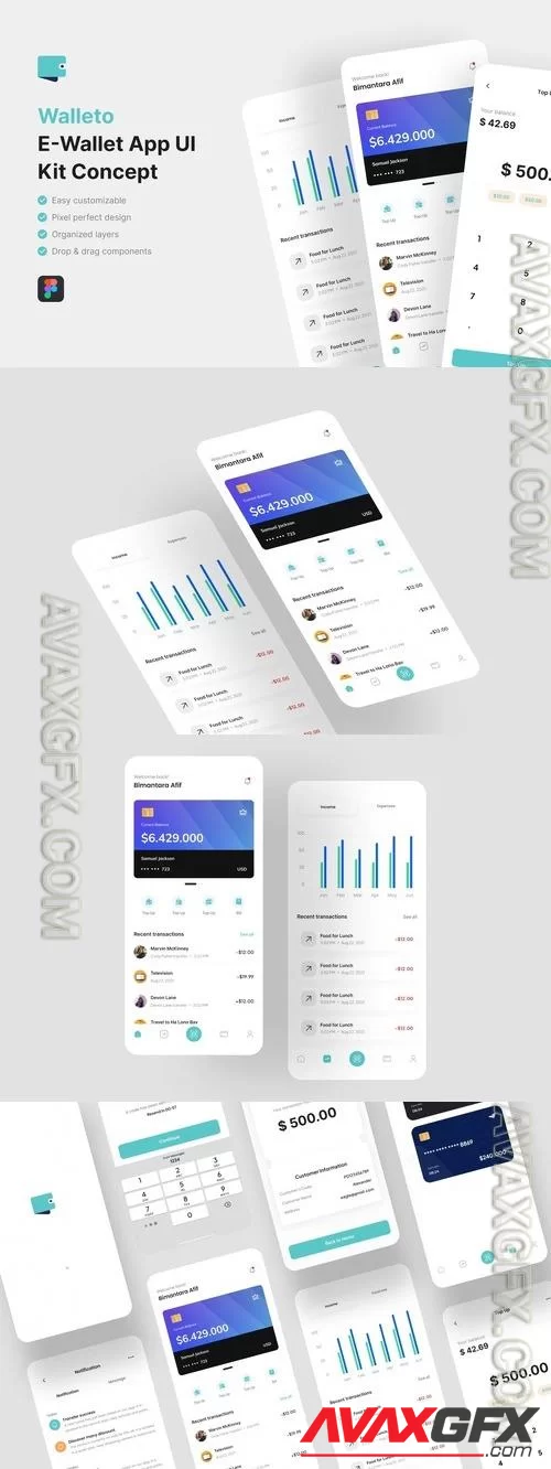 Walleto - E-Wallet App UI Kit AGMGJ4M